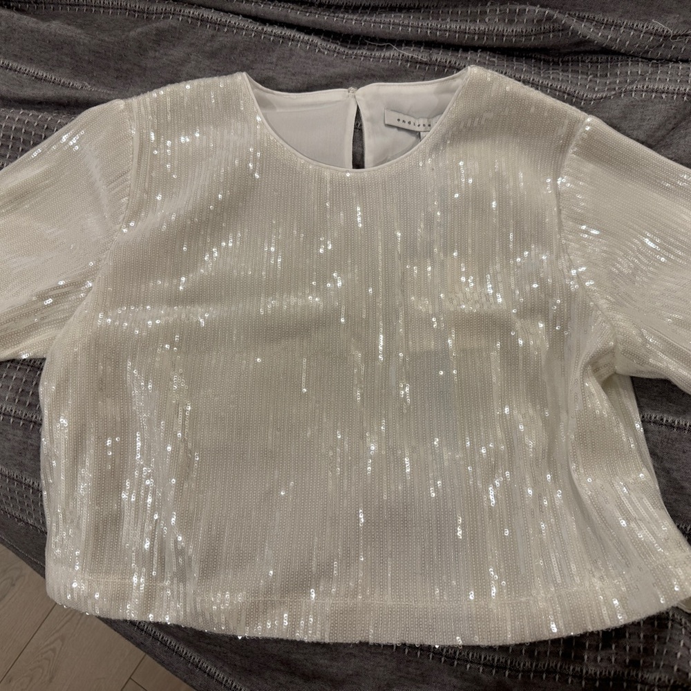 Endless Rose Ivory Sequin Crop Top